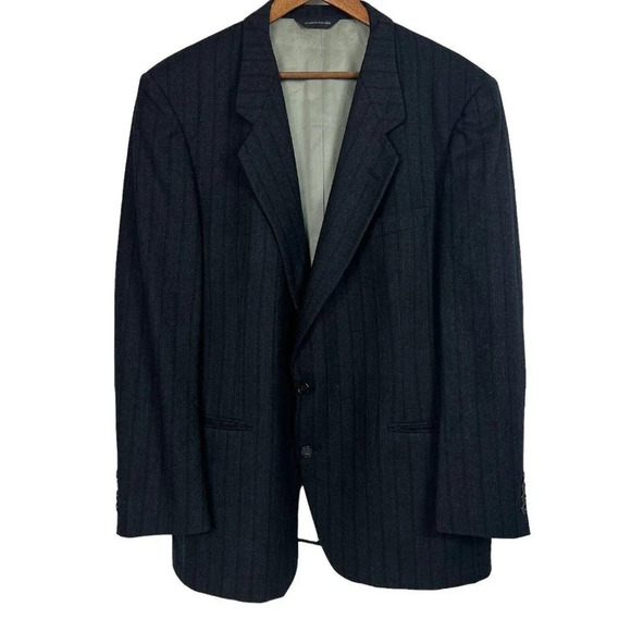 VTG PIERRE CARDIN Striped Gray 100% Wool Sport Coat Sz 48 Blazer Union Made USA - Picture 1 of 11